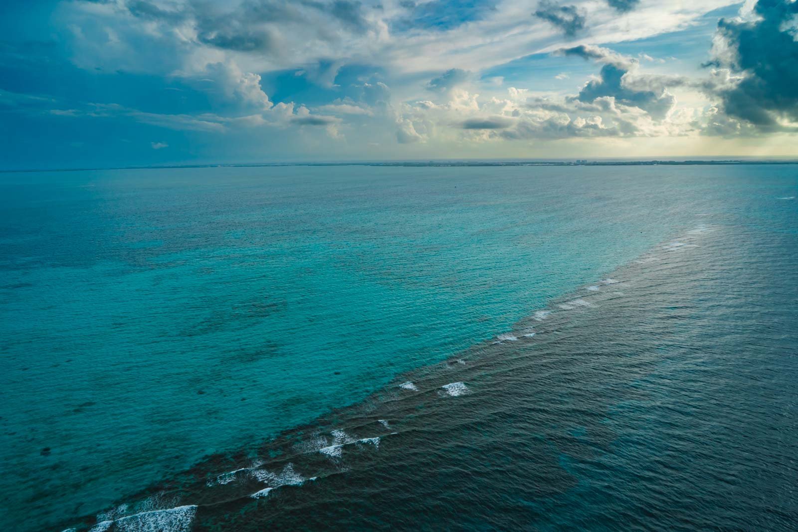 Aerial view of the Cayman Trench during helicopter tour