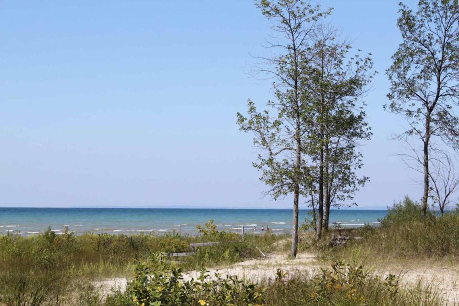 Sunset at Wasaga Beach with paddleboarders in water