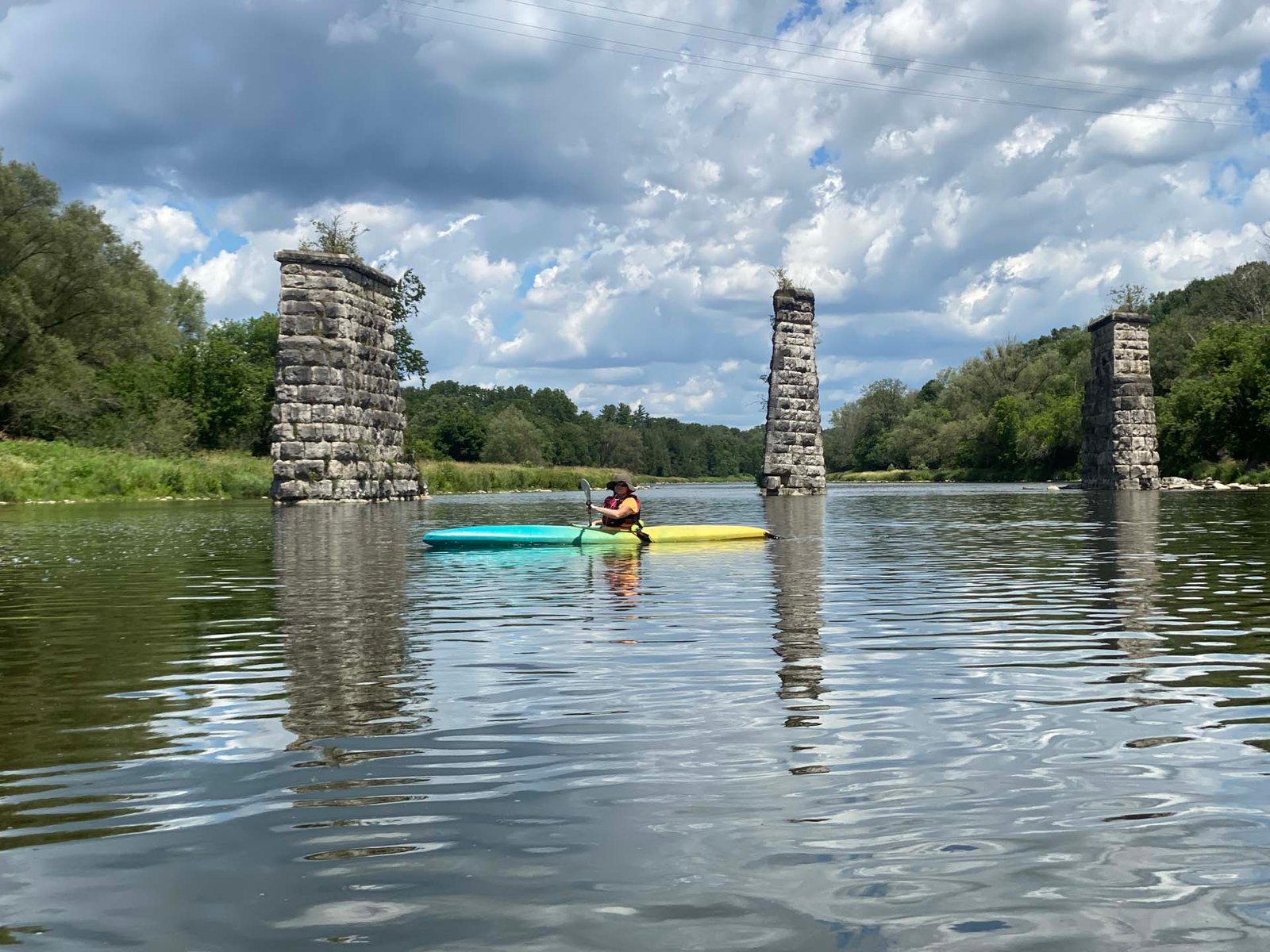 Kayaking on the Grand River at Paris Ontario