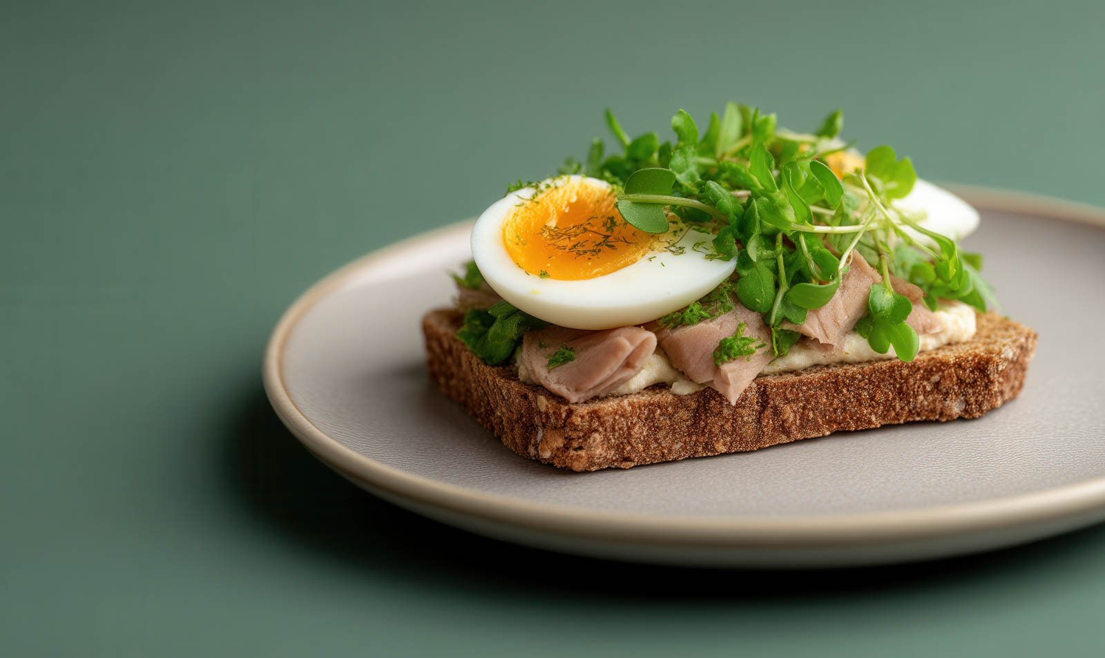 Flatbread with smoked lamb and egg for breakfast in Iceland