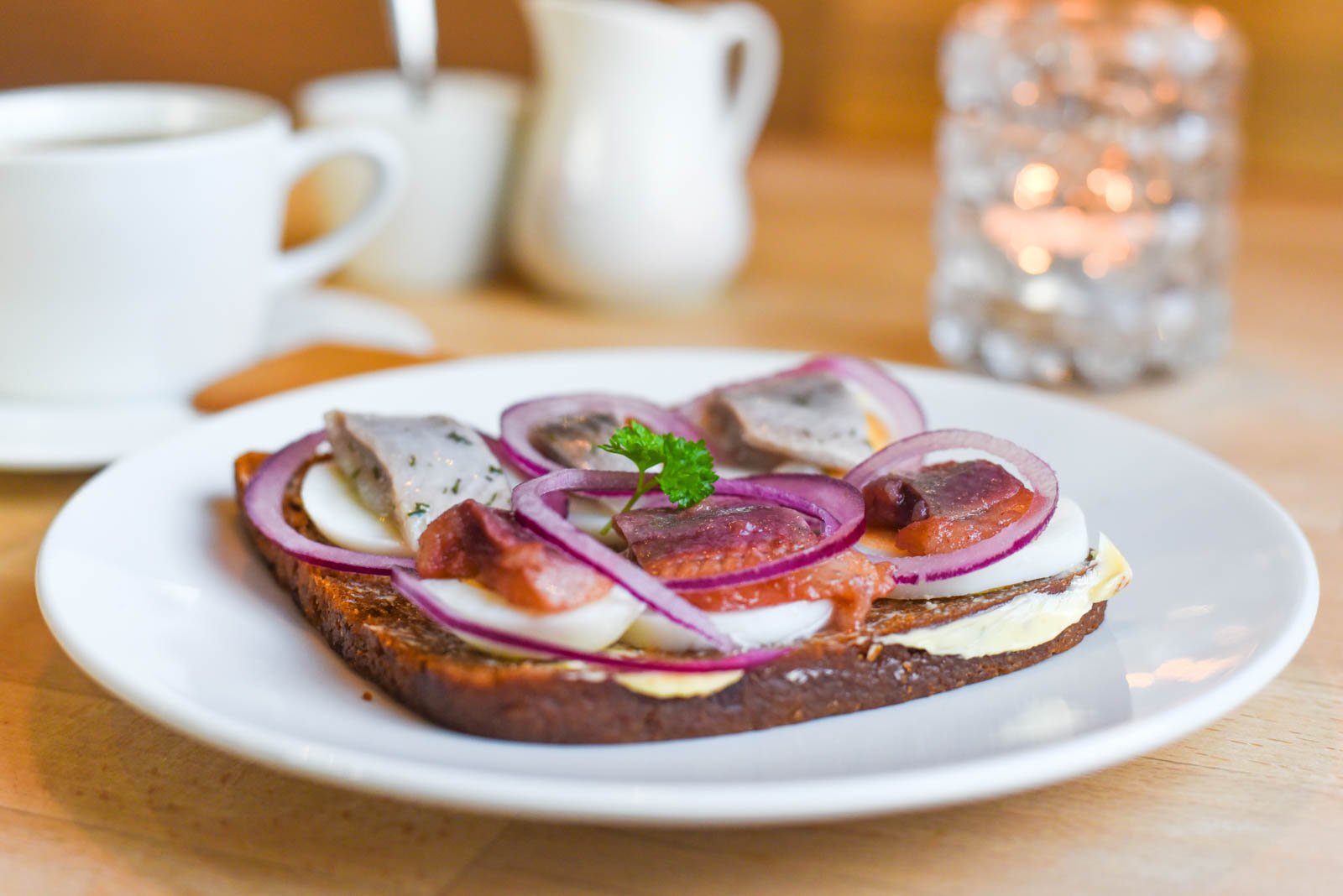 pickled herring for breakfast at a harbour café in Ísafjörður