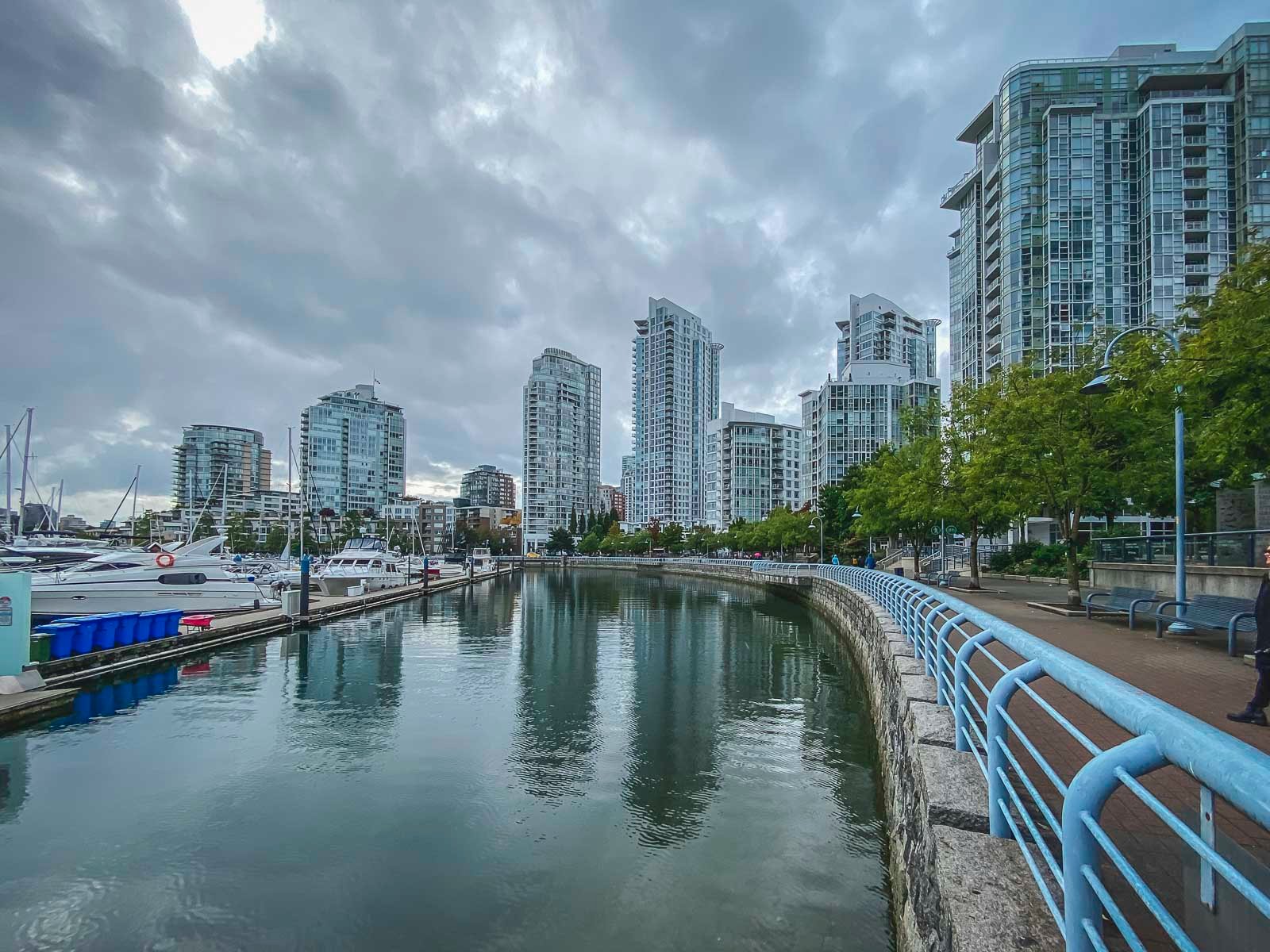Dave and Deb walking along the Yaletown Seawall in Vancouver
