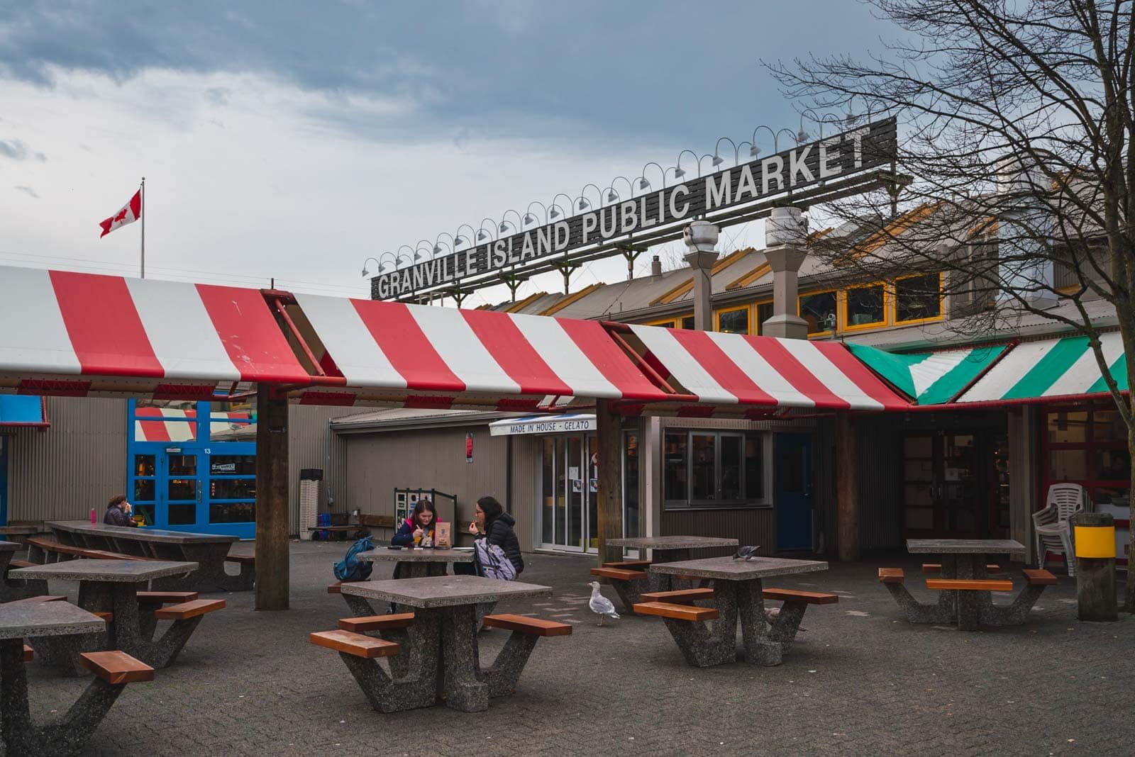 the bustling public market on Granville Island, near Kitsilano.