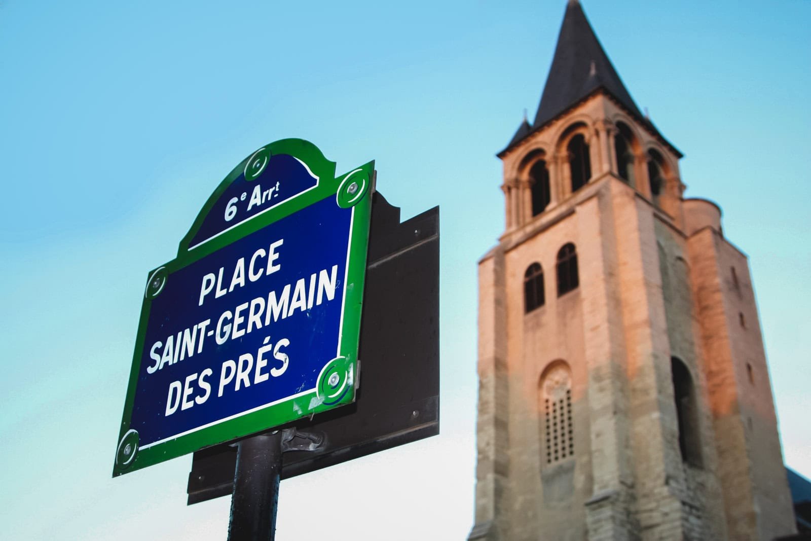 The iconic street sign outside the abbey in Saint-Germain-des-Prés.